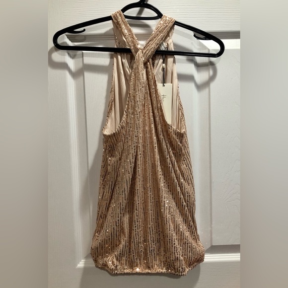 Women’s Gold Colored Sequenced Top - XS - Picture 2 of 5